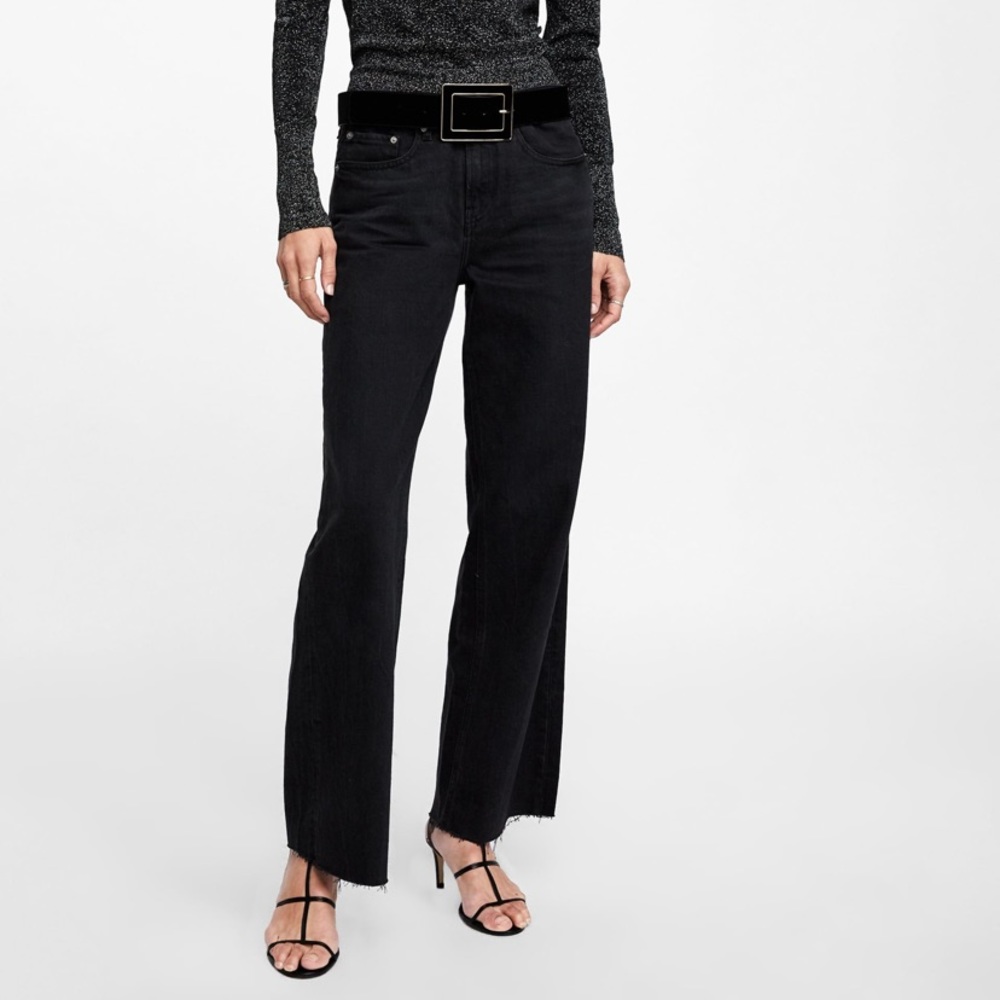 Zara Wide Leg High Rise Baggy Black Jeans
